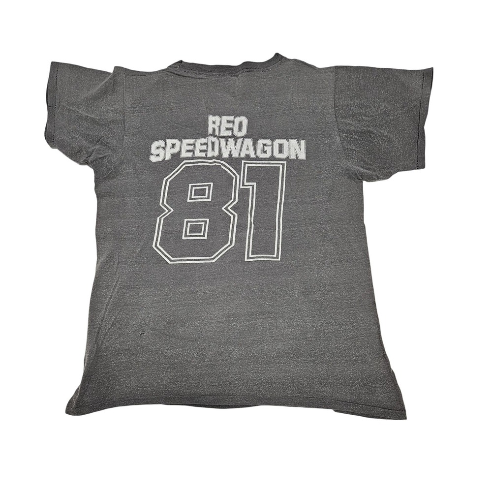 Vintage REO Speedwagon T Shirt Mens L Gray 1981 Tour Band Tee Single Stitch**